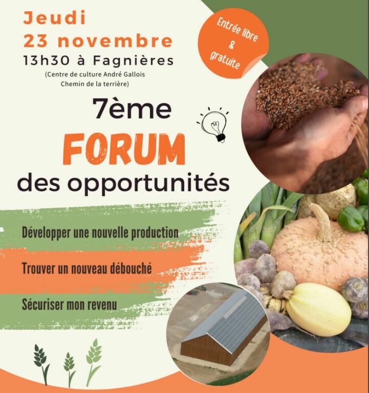 Reims La Marne Agricole La Chambre d’agriculture de la Marne et la FDSEA organisent la 7e édition du Forum des opportunités qui se tiendra à Fagnières le jeudi 23 novembre.